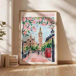 Impression de voyage à Londres, art mural de Londres, décoration d'intérieur de Londres, illustration de Londres, affiche de voyage, cadeau pour la décoration d'intérieur de Londres, Royaume-Uni image 7