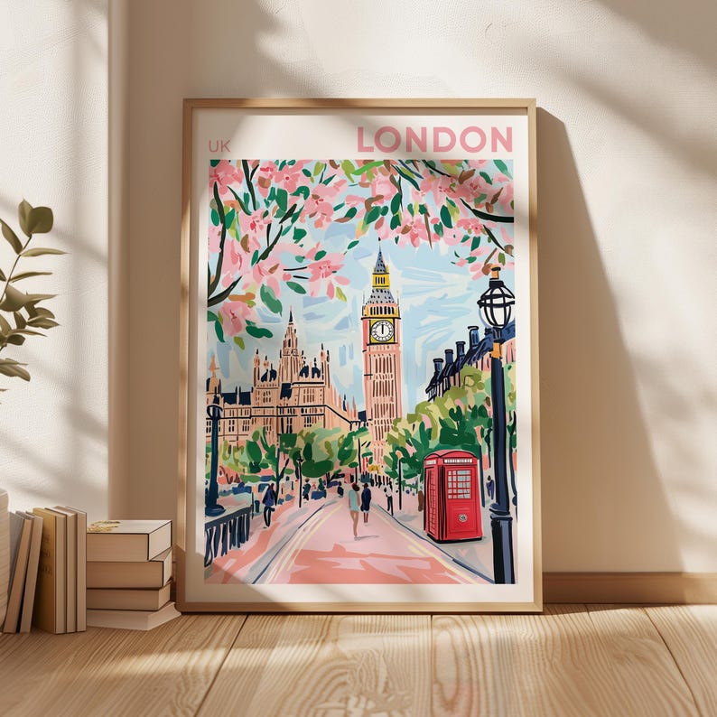 Impression de voyage à Londres, art mural de Londres, décoration d'intérieur de Londres, illustration de Londres, affiche de voyage, cadeau pour la décoration d'intérieur de Londres, Royaume-Uni image 7