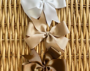 Neutral Hair Bow Set | Girls Hair Bow | Toddler Hair Bow | Neutral Bows | Girl Hair Clip | Solid Hair Bow | Girls Hair Accessory