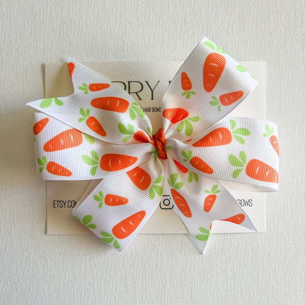 Easter Carrot Hair Bow | Toddler Hair Bow | Girl Hair Clip | Spring Hair Bow | Girls Hair Accessory | Ribbon Hair Bow