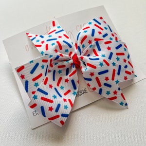 Red and Blue Sprinkles Hair Bow | Toddler Hair Bow | Girl Hair Clip | Summer Hair Bow | Girls Hair Accessory | Ribbon Hair Bow | 4th of July