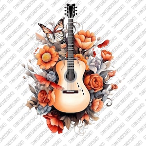 Guitar Flower PNG, Clipart, PNG Sublimations, Western Sublimations, Designs Downloads, Shirt Design, Sublimation Download