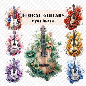 Country Music PNG, FLoral Guitar Clipart, Music Sublimations, Western Sublimations,  Designs Downloads, Shirt Design, Sublimation Download