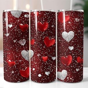 Valentines Tumbler Wrap, Glitter 20 Unzen Skinny Tumbler Sublimationsdesign, Tumbler Wrap, Instant PNG Digital Download