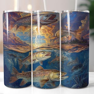 Fisherman Tumbler Wrap, Fishing Life Sublimation PNG Digital Download, 20oz Fish Tumbler PNG