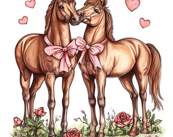 Caballo de San Valentín PNG, Diseño de camiseta de niña con caballo, Floral de San Valentín PNG, Diseño de sublimación Descarga digital, Maestro PNG