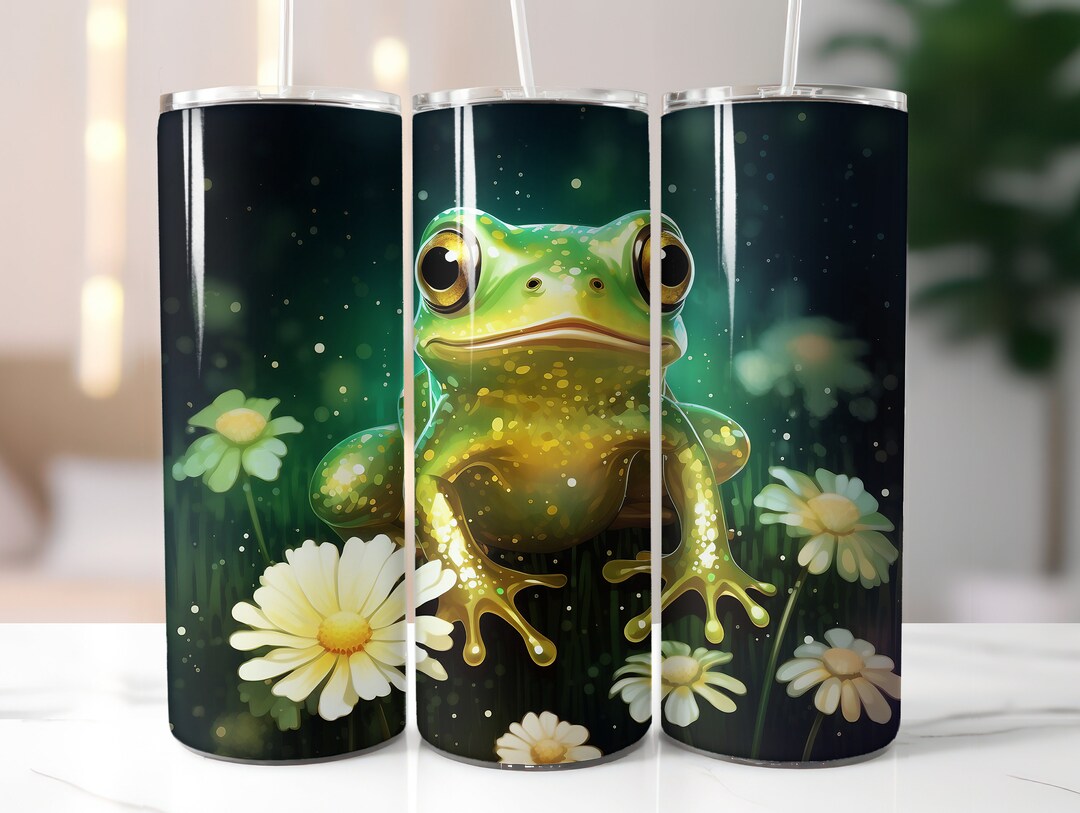 Frog Tumbler Wrap, Cottagcore 20oz Skinny Tumbler Sublimation Design ...