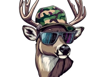 Camo Hat Buck PNG, Deer Clipart, Forest Animal, Woodland Animals Clipart, Transparent background, Deer Hunter Clipart, Deer Hunting