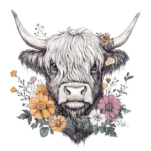 Highland Cow PNG, Western Desert PNG Sublimations, Western Sublimations, Designs Downloads, Shirt Design, Sublimation Download