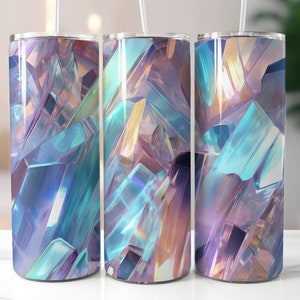Seamless Crystal Tumbler Wrap, Holographic 20oz Tumbler Sublimation Design, Straight Tumbler Wrap, PNG Digital Download
