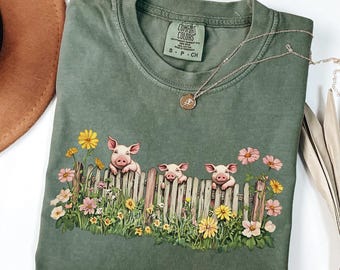 Pig and Flowers Design, Tshirt Print, Western PNG, Designs Downloads, Shirt Design, Sublimation Download