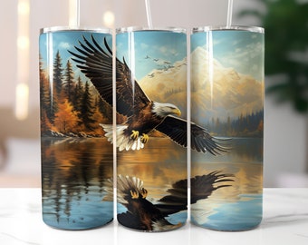 Eagle Tumbler Wrap, Wildlife 20oz Skinny Tumbler Sublimation Design, Animal Tumbler Wrap, Instant PNG Digital Download