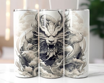 Dragon Tumbler Wrap, Chinese New Year 2024 20oz Skinny Tumbler Sublimation Design, Tumbler Wrap, Instant PNG Digital Download