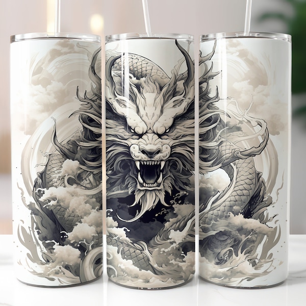 Dragon Tumbler Wrap, Chinese New Year 2024 20oz Skinny Tumbler Sublimation Design, Tumbler Wrap, Instant PNG Digital Download