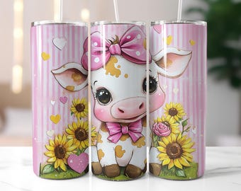 Kuh Tumbler Wrap Sonnenblume Tumbler Design Pastell Tumbler Png 20oz Skinny Tumbler Sublimation Design Nahtloser Digitaler Download