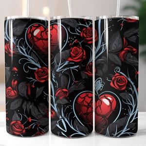 Valentines Tumbler Wrap, Roses 20oz Skinny Tumbler Sublimation Design, Tumbler Wrap, Instant PNG Digital Download