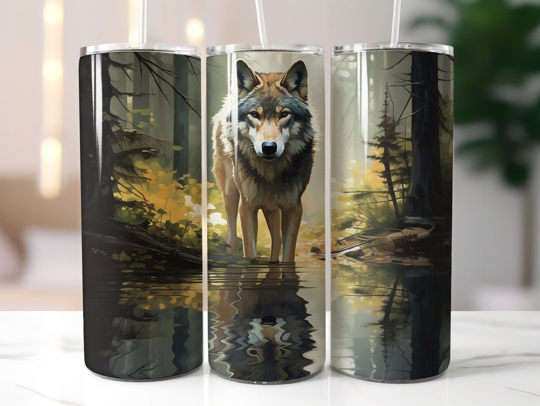 Wolf Tumbler Wrap, Wildlife 20oz Skinny Tumbler Sublimation Design ...