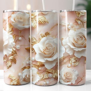 3D Flowers Tumbler Wrap, Pink Roses Tumbler png, 20oz Skinny Tumbler Sublimation Design, Instant PNG Digital Download