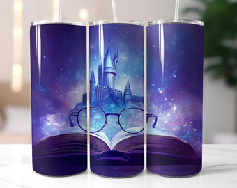 Wizard World Tumbler Wrap, 20oz 30oz Skinny Tumbler Wrap PNG, Wizard Tumbler Design, Recht taps toelopend, Wizard School, digitale download