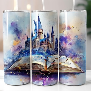 Wizard World Tumbler Wrap, 20 Unzen 30 Unzen Skinny Tumbler Wrap PNG, Zauberer Tumbler Design, Gerade Verjüngung, Zaubererschule, digitaler Download