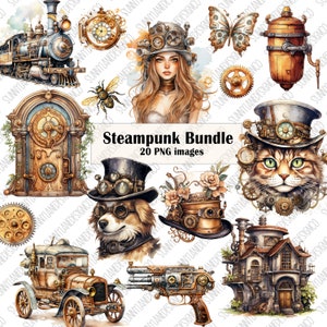 Steampunk Bundle, PNG Steampunk Cliparts, Junk Journal, Scrapbook,Steampunk Style, Fantasy Images, Clipart Bundle, Instant Digital Download