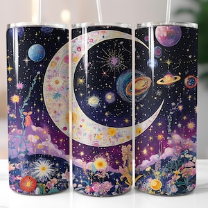 Celestial, Stars, Moon, Galaxy, Astrology, Tarot Cards, Tumbler Wrap, Digital Download, Skinny Tumbler Sublimation Design, Instant PNG