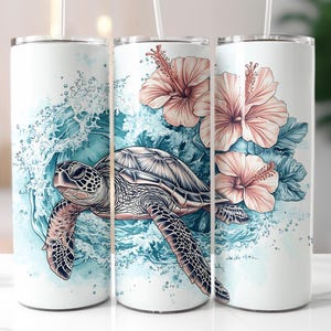 Turtle Tumbler Wrap, Sea Turtle Sublimation Designs, 20 Oz Tumbler Wrap, Beach Tumbler Designs, Png Digital Files