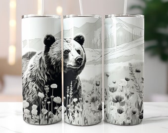 Emballage de gobelet ours, conception de sublimation de gobelet skinny 20 oz faune, emballage de gobelet animaux, téléchargement numérique PNG instantané
