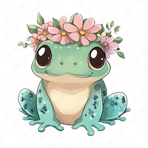 Frog Kawaii Clipart, Cute Frog png file, Frog clipart, Frog png, kawaii clipart, animal clipart, kawaii png