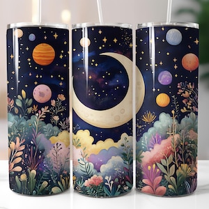 Celestial, sterren, maan, melkwegstelsel, astrologie, tarotkaarten, bekeromslag, digitale download, mager sublimatieontwerp beker, instant png