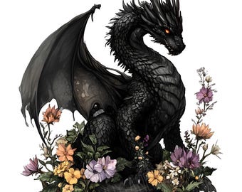 Dragons Watercolor Clipart, Fantasy Dragons PNG, Magical Fairytale Instant Download Paper Crafts Junk Journal Scrapbooking