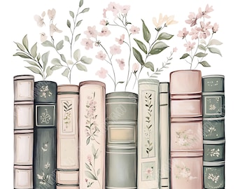 Flower Books Png, Book Png Design, Book Lover Png, Retro Aesthetic Art, Vintage Shirt Sublimation Digital Download