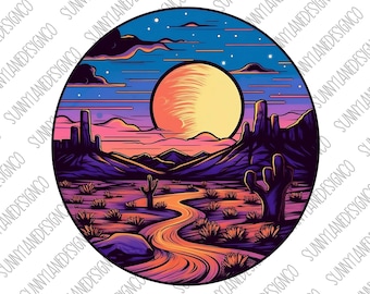 Western Desert PNG, Sunset PNG Sublimations, Sublimations rétro, Cowboy Designs Téléchargements, Shirt Design, Sublimation Download