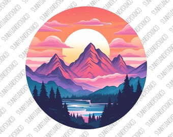 Mountains PNG, Sunset PNG Sublimations, Trees Sublimations,Forest Designs Downloads, Shirt Design, Sublimation Download