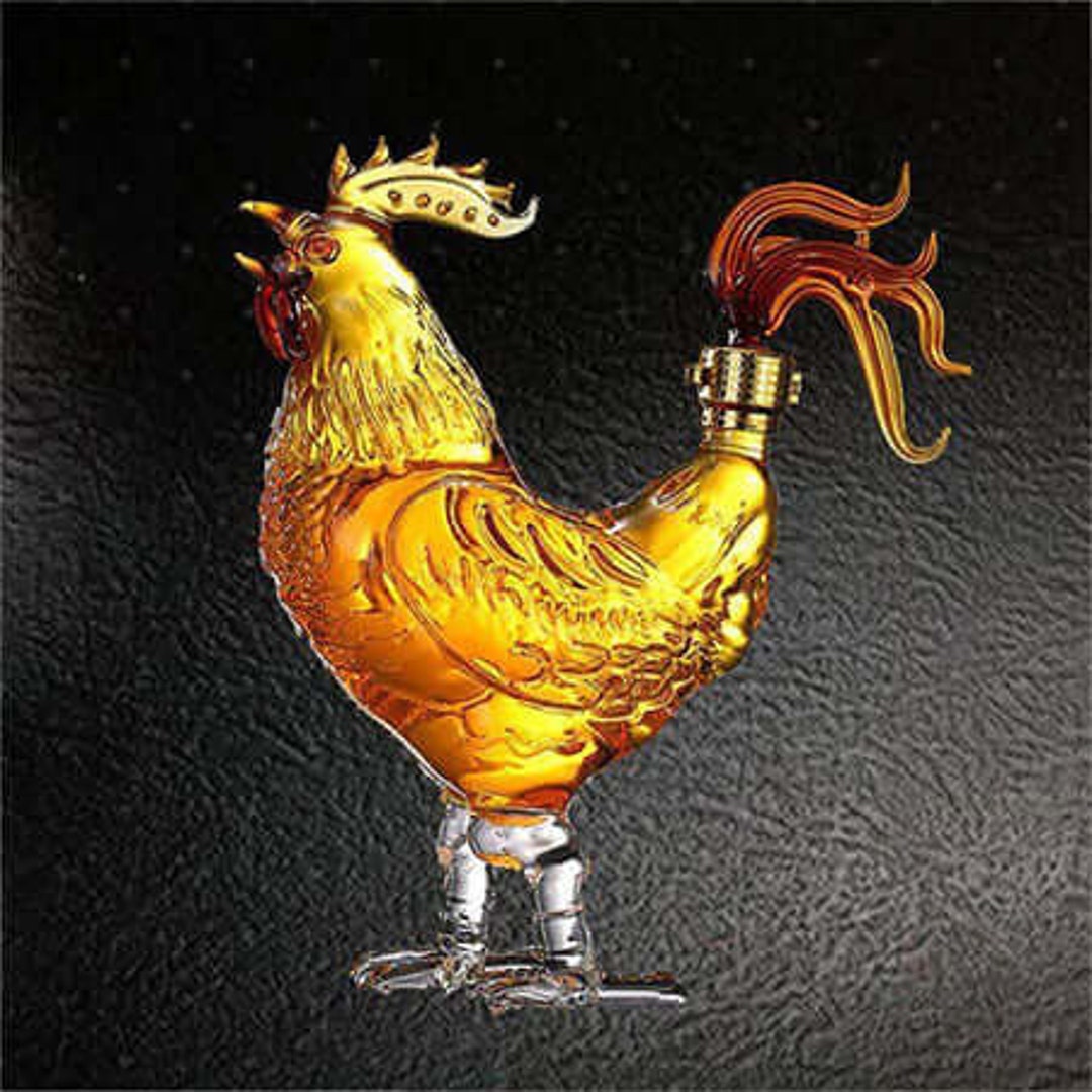Lucky Rooster Whiskey Decanter Rocky Rooster 750 Ml Glass Etsy