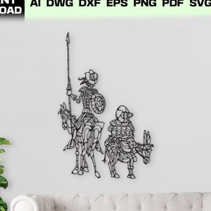 SVG Don Quixote Wall art decor PNG Files for laser cutting and plasma cutting dxf, dwg Instant digital download ai, eps, pdf, stl files