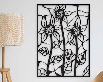 SVG Abstract sunflowers Wall art Instant digital download files ai, eps, pdf, stl, Modern flowers PNG Wall decor Laser cut files dxf, dwg