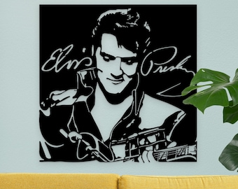 Elvis Presley SVG art mural PNG Rock n roll Vector Téléchargement instantané ai, eps, pdf, fichier STL pour découpe laser et découpe plasma dxf, dwg
