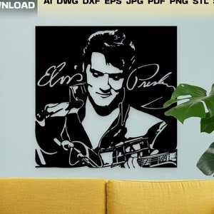 Elvis Presley SVG Wall art PNG Rock n roll Vector Instant download ai, eps, pdf, STL File for laser cutting and plasma cutting dxf, dwg