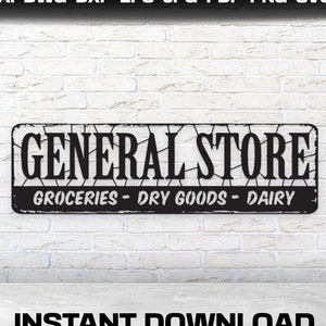 SVG Grocery sign Shop sign PNG Laser cutting and plasma cutting files dxf dwg Dry Goods Store sign Instant download ai, eps, pdf, stl Vector