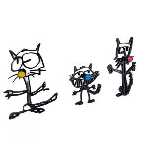 Handgemaakte 3D-geprinte muurhangers – set van 3 katten – leuk en functioneel decor