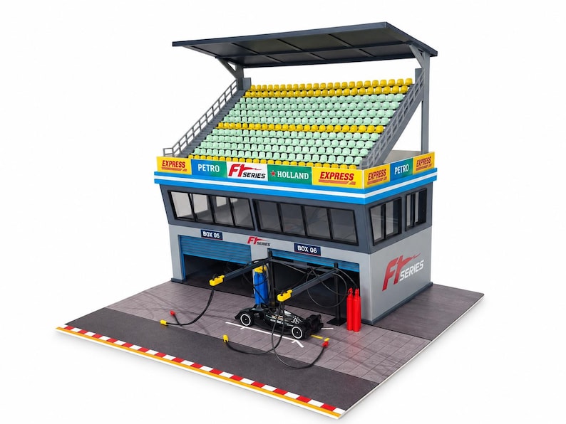 Building Pit Set 1:64 Scale Diorama City Pit Lane Garage Building Set – Diecast Model ...