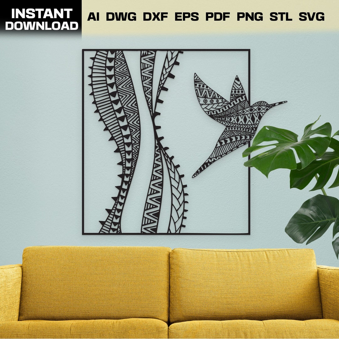 SVG Bird Fly Vector Wall Art Decor PNG File for Laser Cutting and