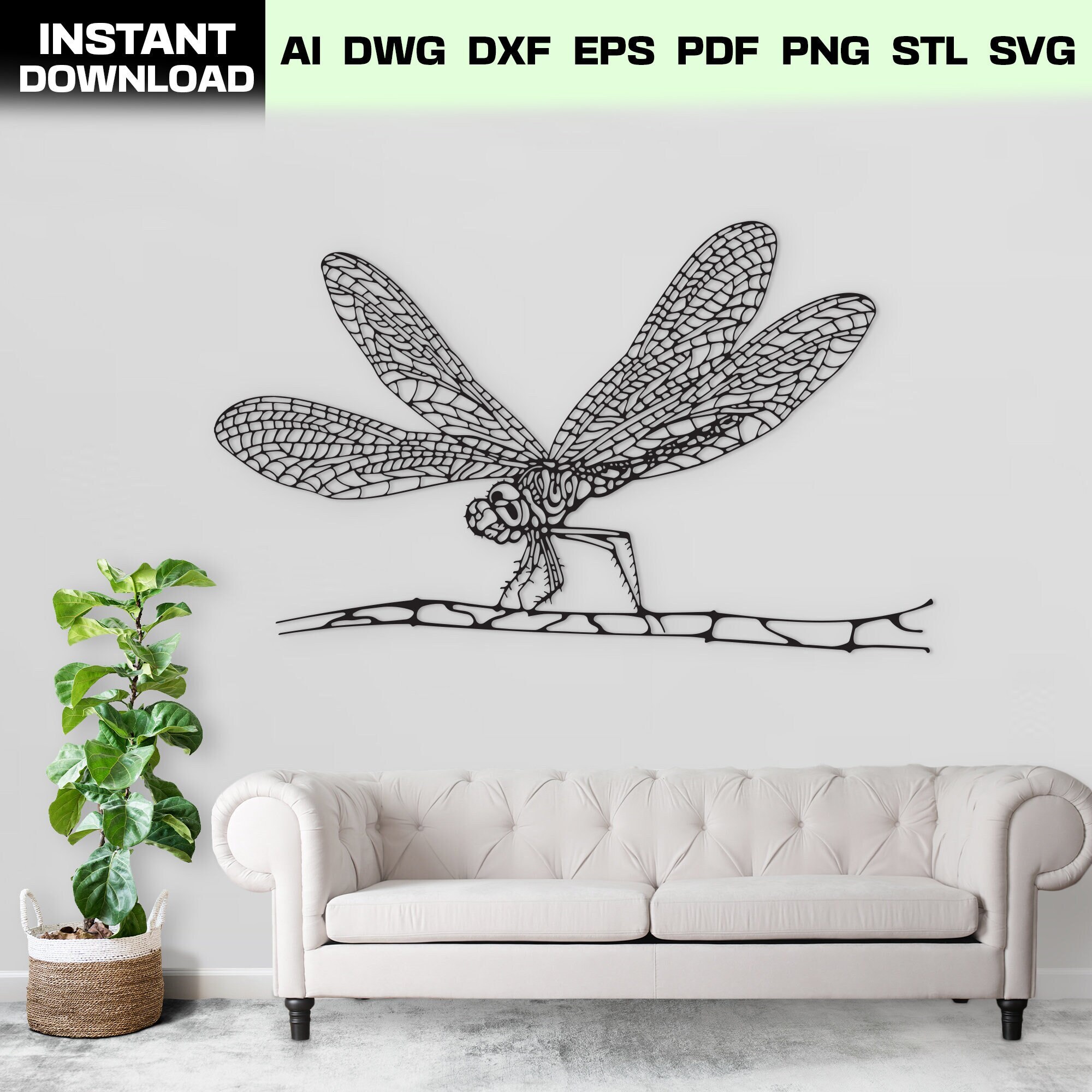 Dragonfly Metal Wall Art SVG for Laser Cut – Wall Decor DXF, CNC Plasma ...