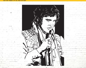 Elvis Presley Singing SVG fichier King of Rock & Roll Vector Téléchargement instantané ai, eps, pdf, STL, PNG, jpeg Fichier pour découpe laser dxf, dwg