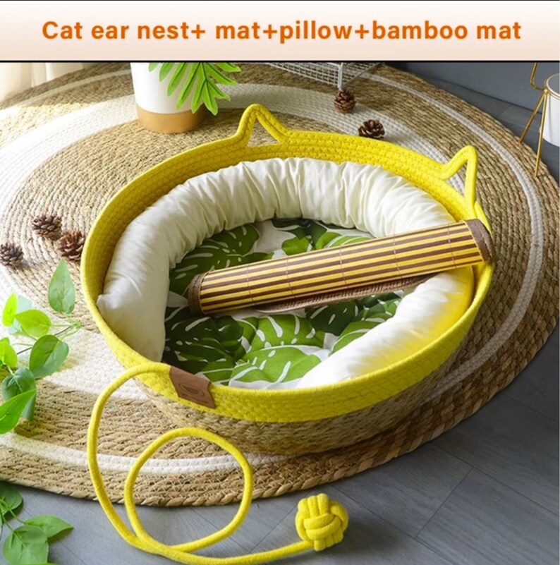 Woven Rattan Cat Bed Washable, Scratchresistant, Suitable for Cats