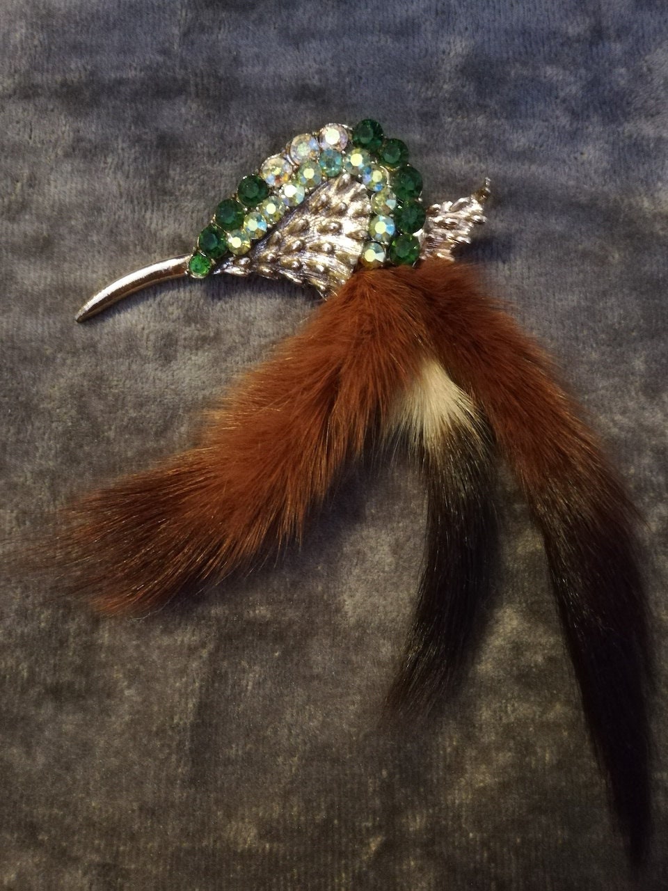 Fintage Hunter Berate with Feathers and Broach Vintage German Silver Pheasant Rifle Hunting Brooch With  main image 3