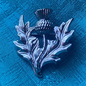Vintage Brooch Thistle Flower Golden Tone Enamel Scotland