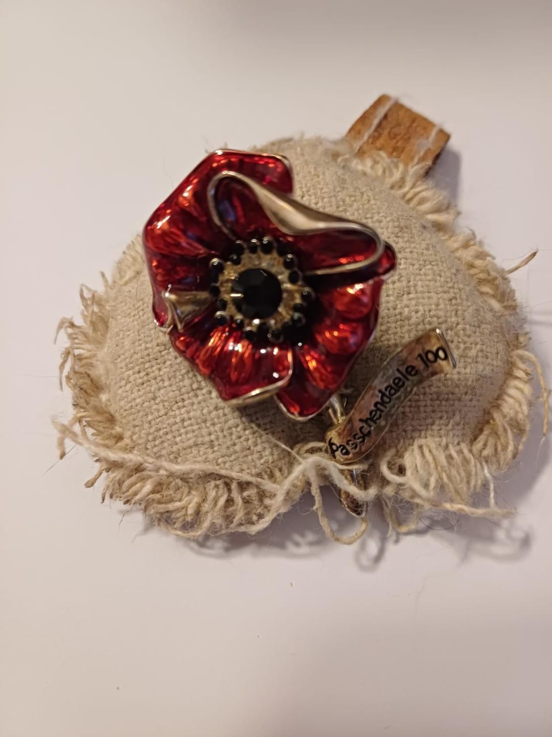 Broche Émaillée Vintage Poppy Flower Bleu Cluster Rhinestone Or Filigrane