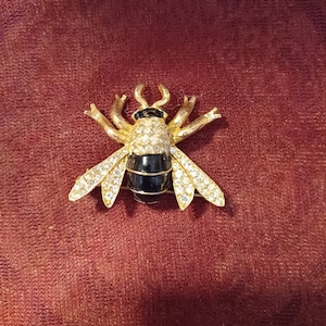 Broche Nœud Abeille Strass Dorée - Neuf Avec étiquettes - Bijou Fantaisie Vert